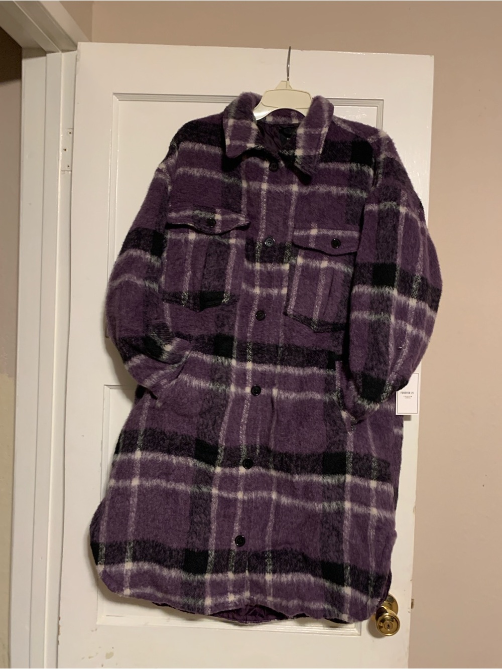 Forever 21 Purple Plaid Shacket Coat